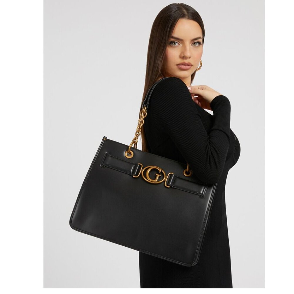 Guess Black Tote with Gold Accents